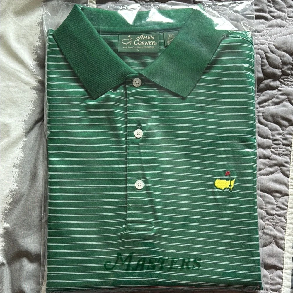 Masters Green Striped Polo Shirt - Picture 1 of 3